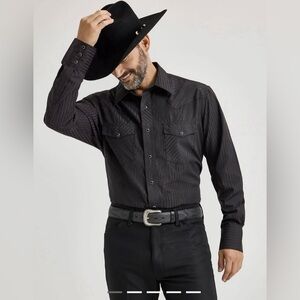 WRANGLER WESTERN LONG SLEEVE WESTERN SNAP DOBBY STRIPE SHIRT XL